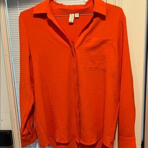 Joie Vibrant Orange Collared Button-Front Shirt